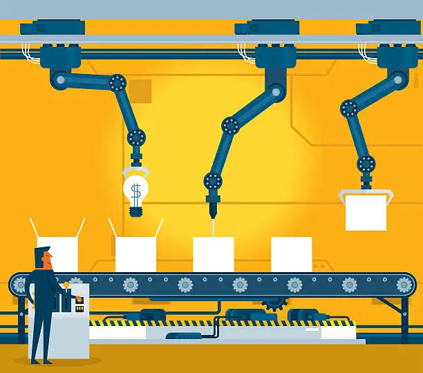 Vector illustration of Machinery industrial factory