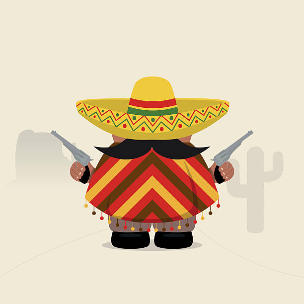 Ilustración de Divertido Bandido Occidental En Sombrero Y Poncho y más  Vectores Libres de Derechos de México - México, Cultura mexicana, Rebelión  - iStock