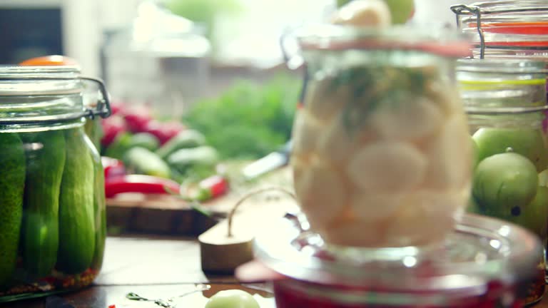 Preserving Organic Vegetables in Jars