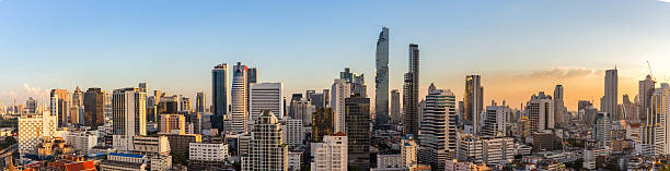 Bangkok cityscape in sunset time, Thailand stock photo