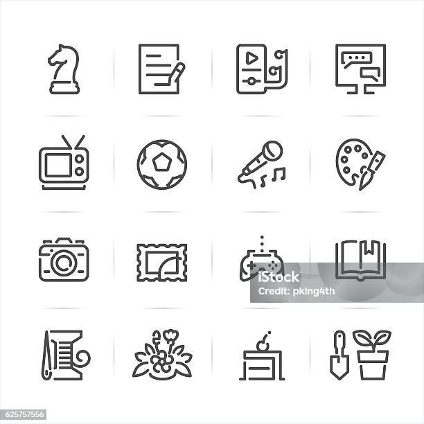 Hobbies Icons Stock Illustration - Download Image Now - Hobbies, Knight - Chess Piece, Shovel
