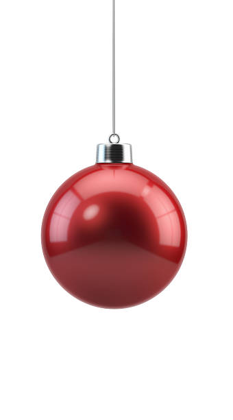 istock Red Christmas Bauble Hanging on White Background 625769770
