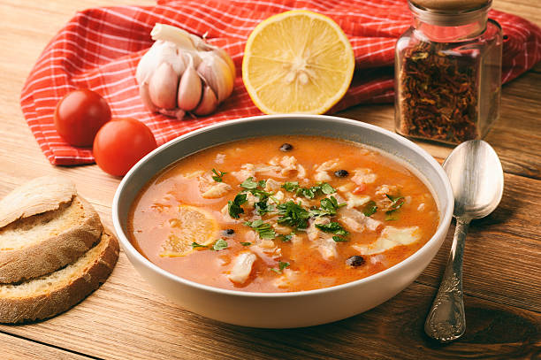 istock Fish soup with tomatoes and garlic (aljotta). 625770040