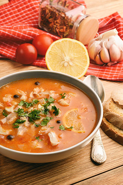 istock Fish soup with tomatoes and garlic (aljotta). 625770064