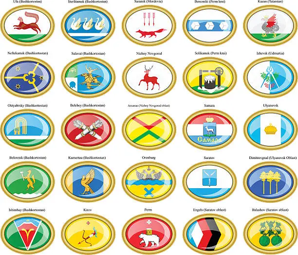 Vector illustration of Flags of the Russian cities (Volga Federal District)