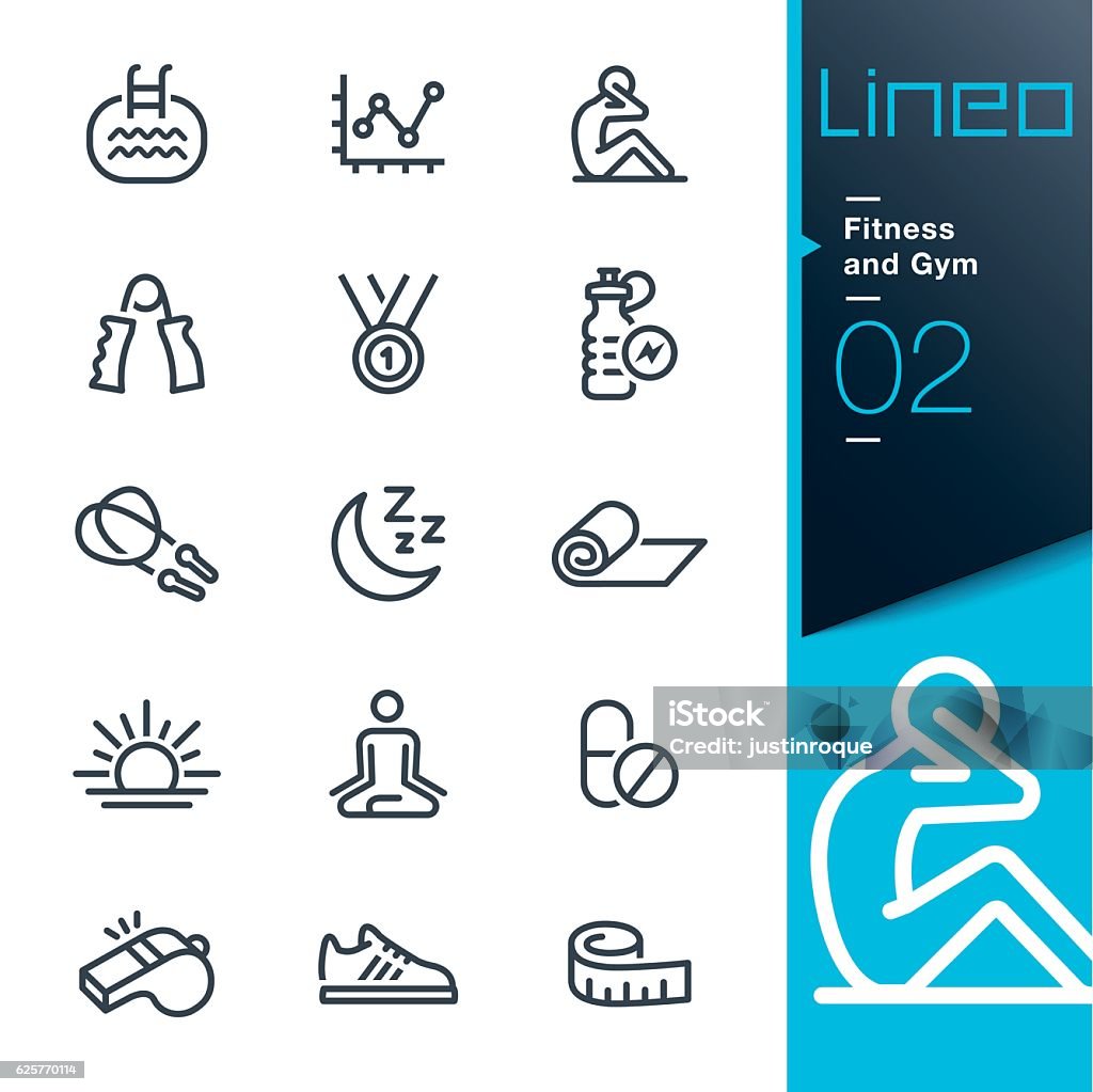 Lineo - Fitness and Gym line icons Vector illustration, Each icon is easy to colorize and can be used at any size.  Icon Symbol stock vector