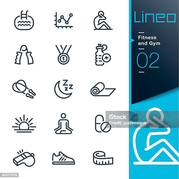 Lineo Fitness And Gym Line Icons Stock Illustration - Download Image Now - Icon Symbol, Sleeping, Whistle