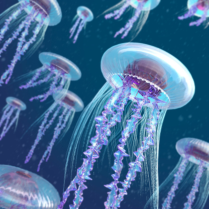 3d jellyfish colorful abstract background. 3d redering. 3d illustration