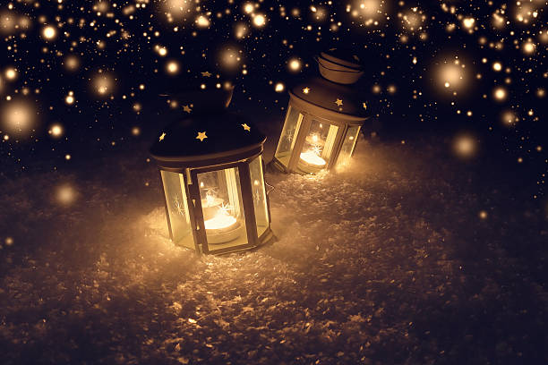 istock Christmas night background with lights. Lights with candles at night. 625771872