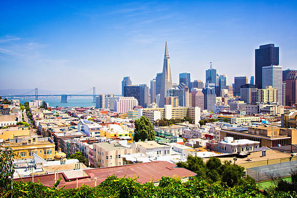 San Francisco downtown skyline with bay bridge