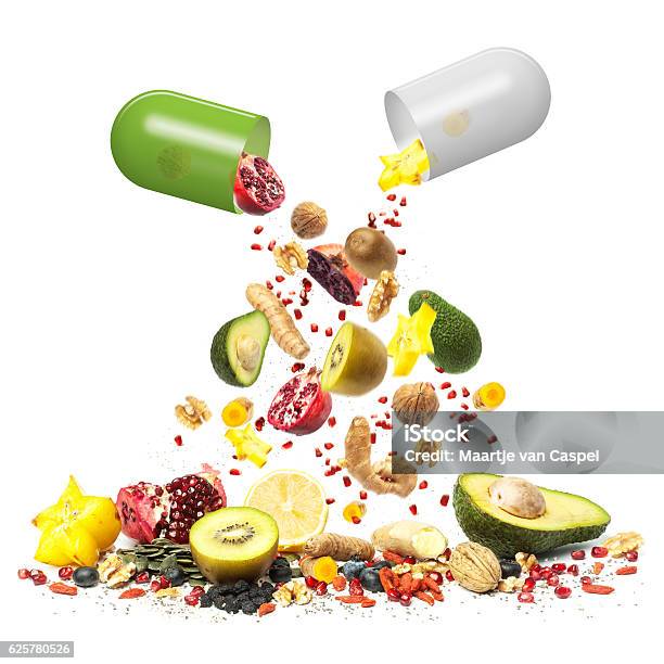 Superfood Can Be Medicine Stock Photo - Download Image Now - Capsule - Medicine, Food, Pill