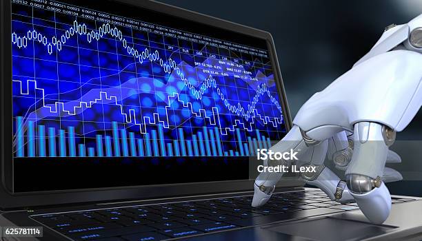 Exchange Trade Robot Stock Photo - Download Image Now - Robot, Investment, Photography