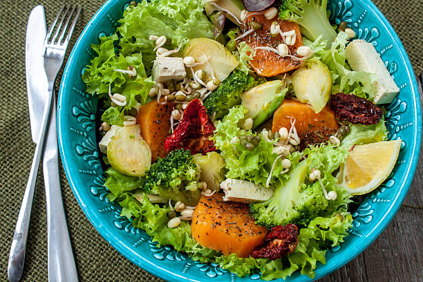 istock Salad with sweet potatoes, dried tomatoes, avocado, broccoli 625781728