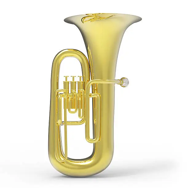 Tuba on white background 3D rendering