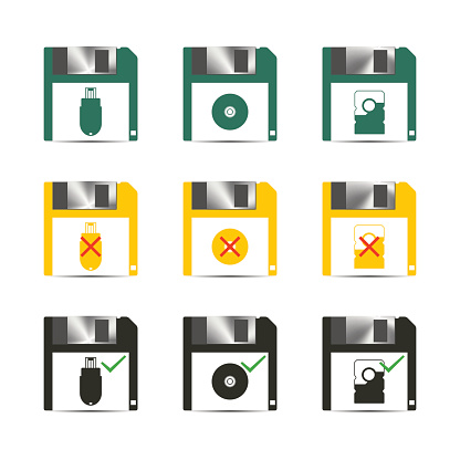 Set of color different icons to save, vector illustration.