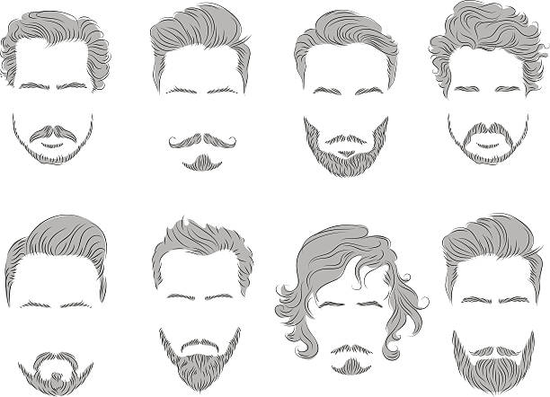 Set Beard Hair Mustache Man Silhouette Stock Illustration - Download Image  Now - Handlebar Mustache, Human Face, Men - iStock