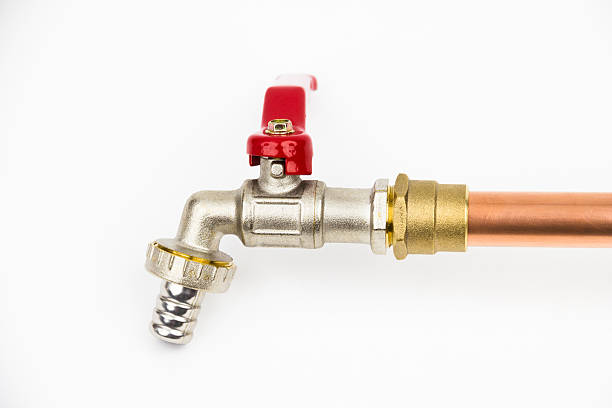 istock The ball valve and copper pipe 625785624
