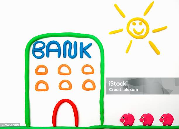 Bank Savings Stock Photo - Download Image Now - Child's Play Clay, Coin Bank, Built Structure