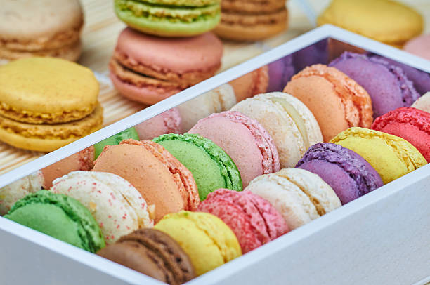 istock Colorful french macaroons in a box 625792916