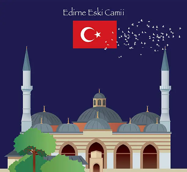 Vector illustration of Edirne Mosque