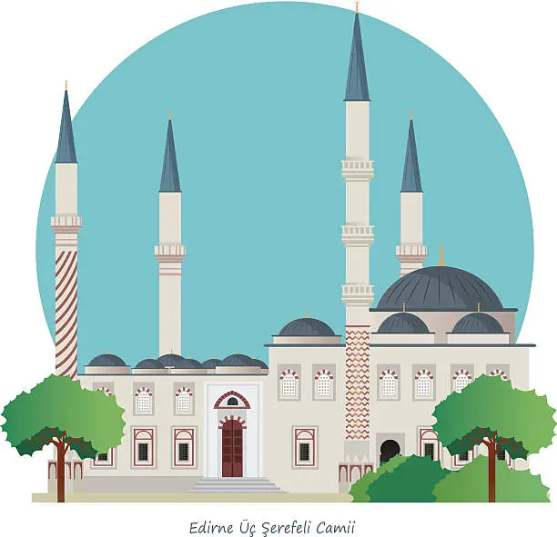 Vector illustration of Edirne (ÜÇ Şerefeli Camii )