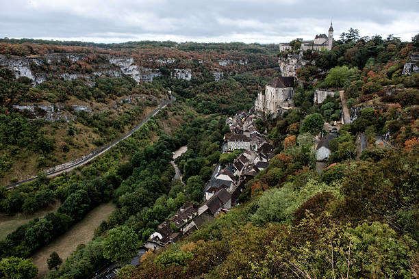 Cliffside medieval town of Rocamadour, France, located in the department of Lot, in ht e Midi-Pyrenes.  