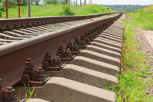 Brown Rails Brown Rail Anchor Joints Stock Photo - Download Image Now - Ballast ...