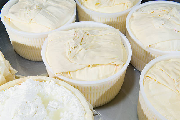 istock Pieces of fresh cheese wrapped in cloth canvas 625803718