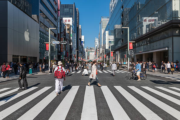 Cityscape at Tokyo Ginza District. Ginza is recognized by many as one of the most luxurious shopping districts in the world.