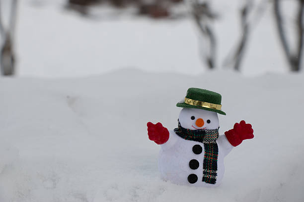 istock Snow man stand among pile of snow. 625810532