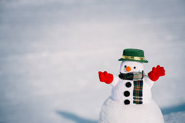 istock Snow man stand among pile of snow. 625810996