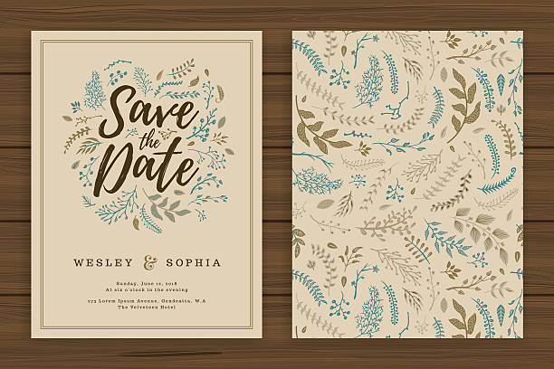 ilustrações, clipart, desenhos animados e ícones de modelo de convite de casamento floral - wedding invitation illustrations