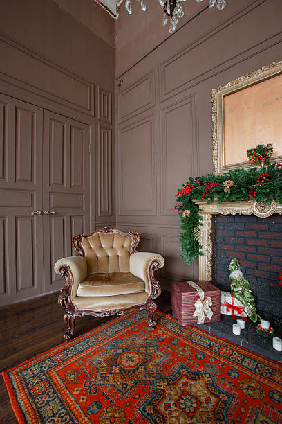 istock Calm image of interior Classic New Year Tree decorated in 625812288