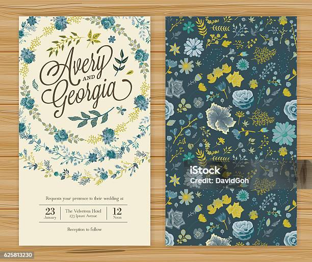 Floral Wedding Invitation Template Stock Illustration - Download Image Now - Wedding Invitation, Flower, Floral Pattern