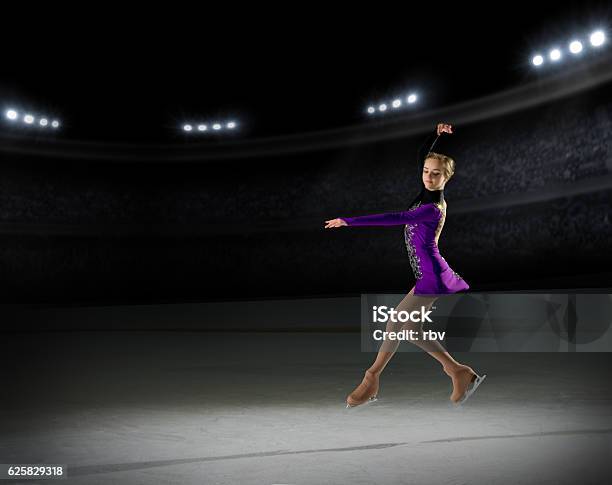 Young Girl Figure Skater Stock Photo - Download Image Now - Ice-skating, Sport, Ice