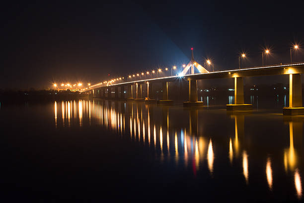 istock Bridge vast pillar of fire and light electric lights lined 625839438