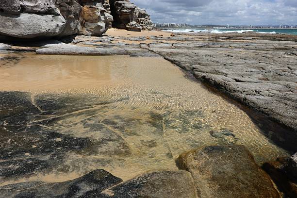 istock Shallow pool with sand and rocks 625839712