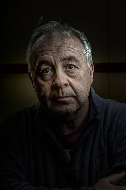 istock Mature man gritty portrait close-up 625842882