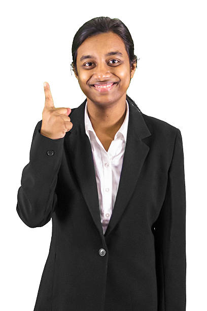 istock Businesswoman Pointing Upwards 625844414