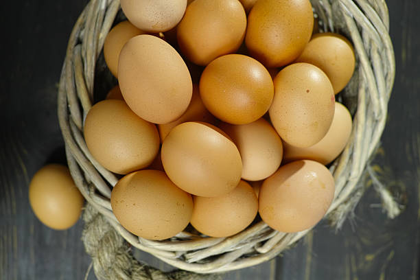 istock Organic brouw chicken eggs from free-range farm 625852922