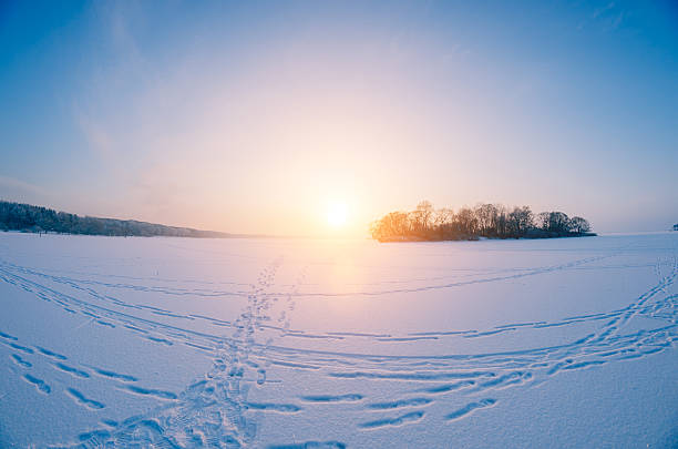 istock Frozen Lake In Snow 625853124