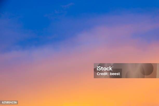 Blurred Sky During Sunset Gradient Background Stock Photo - Download Image Now - Orange - Fruit, Blue, Backgrounds