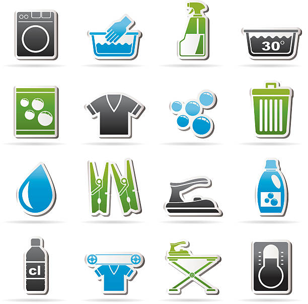 waschmaschine waschmaschine und symbole - water softener stock-grafiken, -clipart, -cartoons und -symbole
