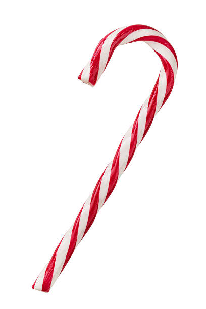 canne en sucre seul sur blanc - candy candy cane christmas sweet food photos et images de collection