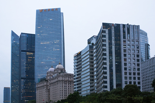 Guangzhou. China  - November 24, 2016: CBD modern skyscrapers in Guangzhou