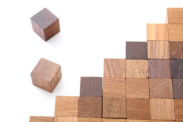 istock Wooden toy blocks on white background　 625870206