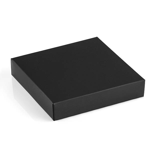 istock Small black matte cardboard box isolated on white background 625871496