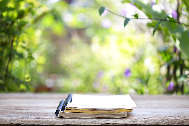 istock Notebook and pencil on wooden table 625872530