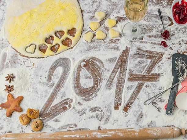 grandmother's pastry board with 2017 subtitle Pastry board with 2017 subtitle godspeed stock pictures, royalty-free photos & images