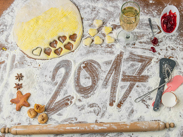 grandmother's pastry board with 2017 subtitle Pastry board with 2017 subtitle godspeed stock pictures, royalty-free photos & images